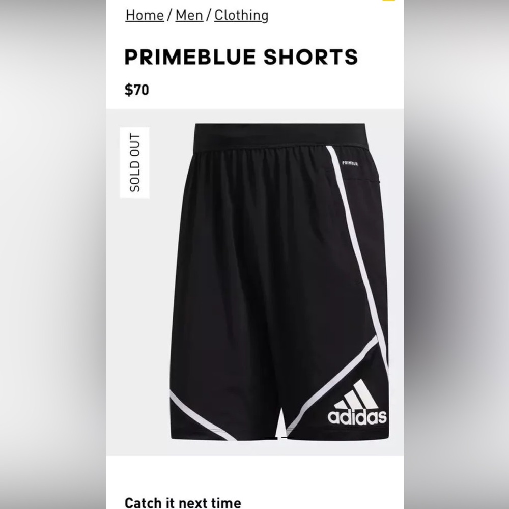 ADIDAS PRIMEBLUE Basketball Shorts, Black, Medium, EUC 8574
